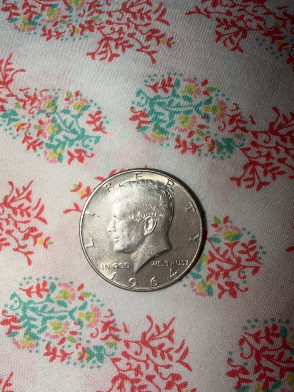 1964 Kennedy Half Dollar Silver Tone Coin Accent - Silver